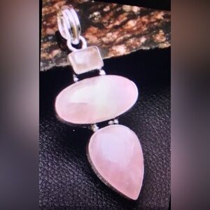 Rose Quartz Stamped 925 Sterling Silver Necklace